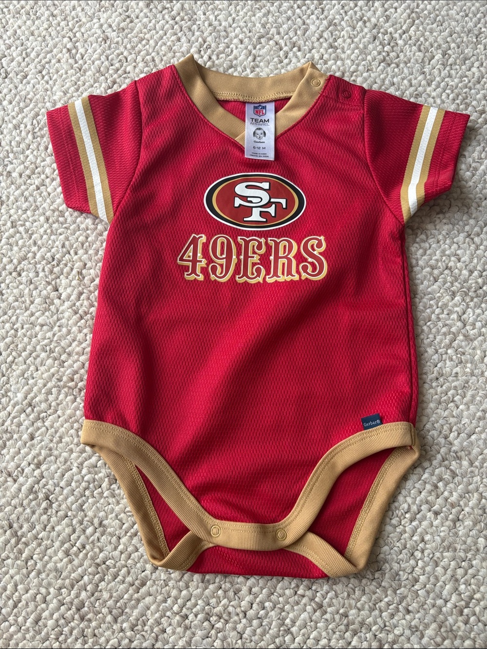 NFL San Francisco 49ers Red and Gold Baby One-Piece Bodysuit